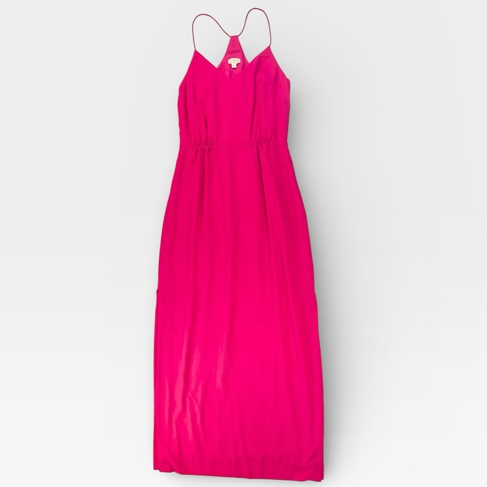 J. Crew Vibrant Pink Sleeveless Maxi Sundress  Dress Slits on both sides SIZE 2